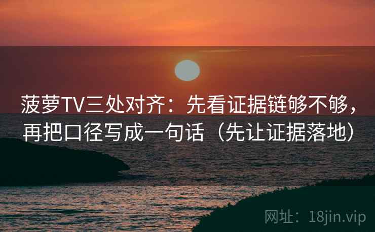 菠萝TV三处对齐：先看证据链够不够，再把口径写成一句话（先让证据落地）